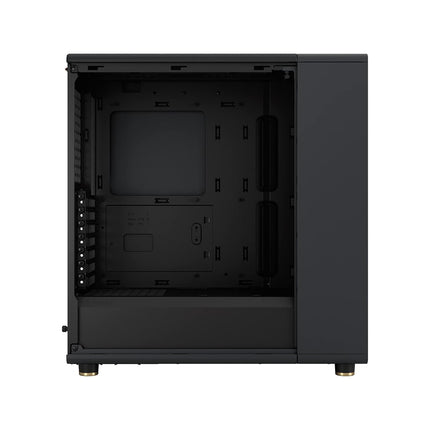 Fractal Design North Charcoal Black Tempered Glass Dark - Wood Walnut front - Glass side panel - Two 140mm Aspect PWM fans included - Type C USB - ATX Airflow Mid Tower PC Gaming Case