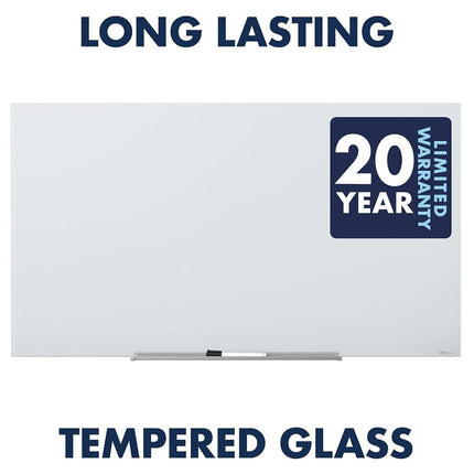 Quartet Magnetic Glass Dry-Erase White Board, 48" x 36" Standard Size Whiteboard, InvisaMount Frameless Mounting, 1 Accessory Tray, 1 Dry Erase Marker and 2 Glass Board Magnets (Q25F01IMW)