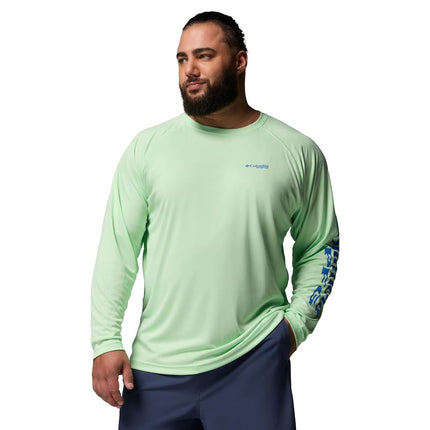 Columbia Men's PFG Terminal Tackle Long Sleeve Shirt, Key West/Vivid Blue Logo, 4X