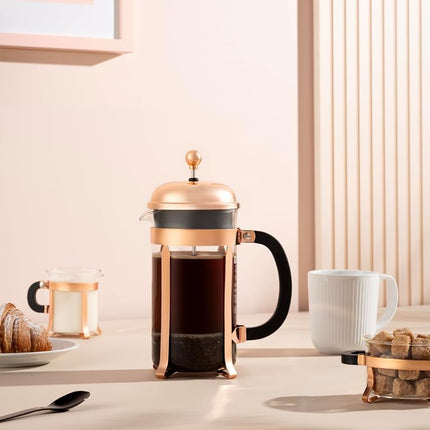 Bodum CHAMBORD Coffee Maker, French Press Coffee Maker, Copper Classic Collection, Glass, 34 Ounce (8 Cup)