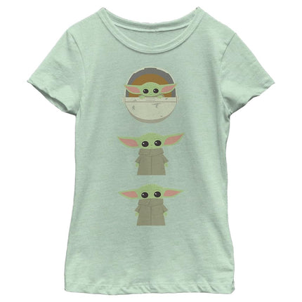 STAR WARS Mandalorian Child Stack Girl's Heather Crew Tee, Mint, X-Large