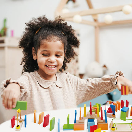 Hape Dynamo Dominoes| Award-Winning Domino Racing Building Block Set for Kids, 107 Solid Pieces of Fun-Filled Racing, Building and Stacking