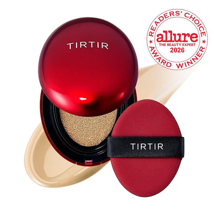 TIRTIR Mask Fit Red Cushion Foundation | Full coverage, Weightless, Skin fit, Satin Glow Finish, Korean Makeup Cushion Foundation (#24W Soft Beige, 0.63 Fl Oz)
