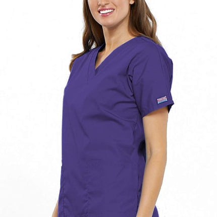 Cherokee Scrubs for Women Workwear Originals V-Neck Top 4700, Grape, XXS