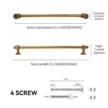 POVEFONK 6 Pack 12-3/5 inch(320mm) Antique Brass Kitchen Cabinet Handles Cabinet Pulls Vintage Drawer Pulls Aged Gold Bronze Kitchen Cabinet Hardware