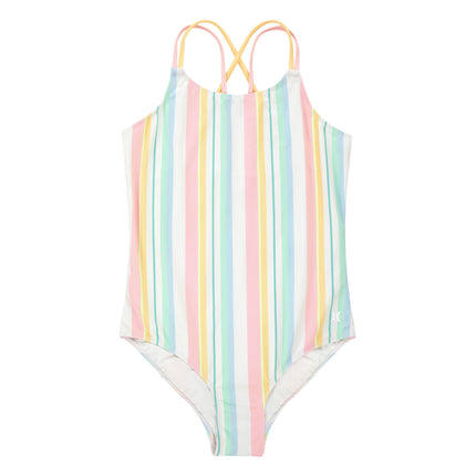 Hurley Girls One Piece Swimsuit, Pale Ivory/Multi 