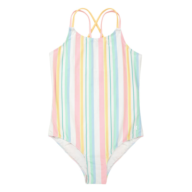 Hurley Girls One Piece Swimsuit, Pale Ivory/Multi 