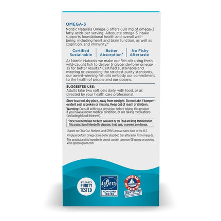 Nordic Naturals - Omega-3, Cognition, Heart Health, and Immune Support, 120 Soft Gels