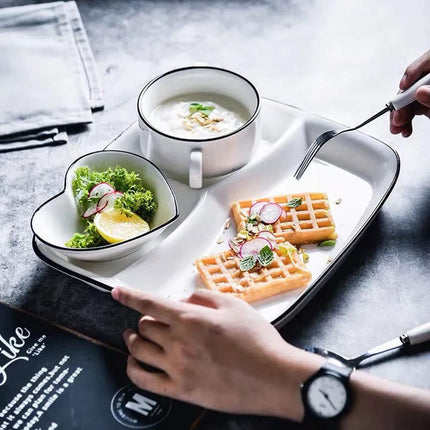 OnePine Porcelain Healthy Eating Plate, Diet Dinner Plate with 3 Compartment, Portion Control Plates for Adults Weight Loss