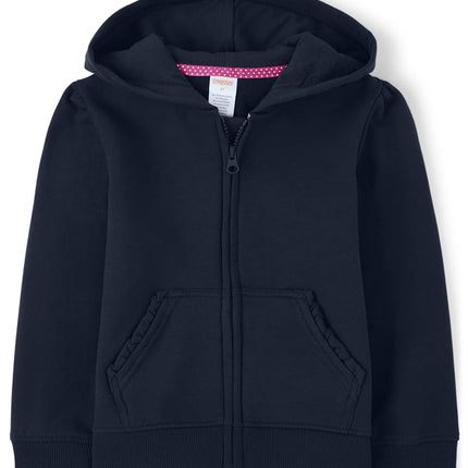Gymboree Girls and Toddler Long Sleeve Zip Up Hoodie Sweatshirt, Navy Slate, 3T