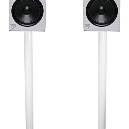 Rockville Pair RS37W V2 Soportes de acero para altavoces de estantería/Monitores de estudio de 37", capacidad de 60 lbs, gestión de cables, almohadillas antivibración, patas ajustables, para audio doméstico y monitorización de estudio