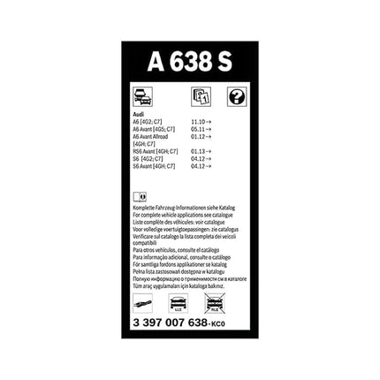 Bosch Aerotwin A 638 S - Front Windscreen Wipers, 2 Blades, 650 mm / 530 mm