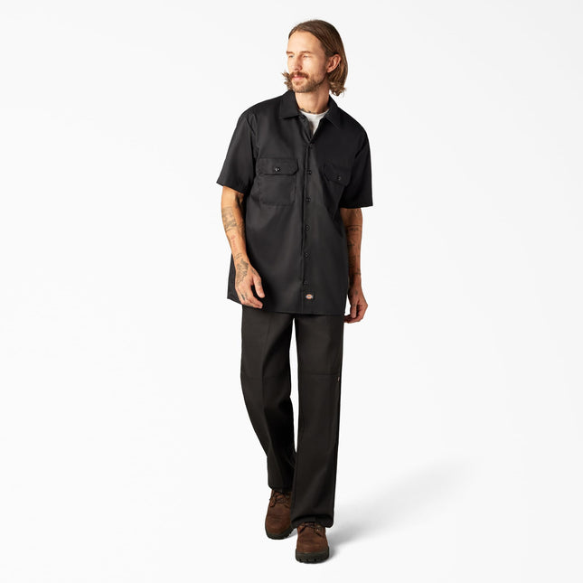 Camisa de trabajo de manga corta Dickies Flex de ajuste relajado para hombre, negra, mediana