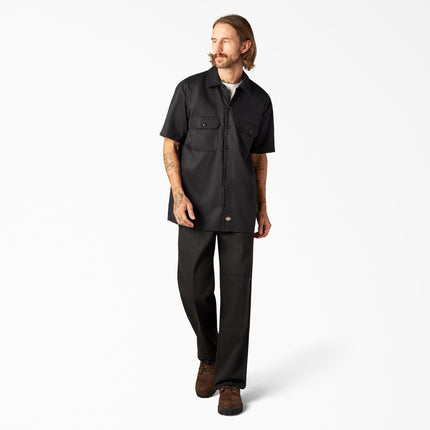 Camisa de trabajo Dickies Flex de manga corta y ajuste relajado para hombre, Negra, XXL