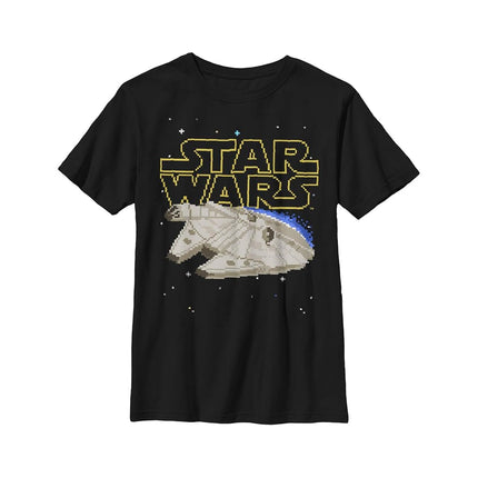 T-shirt Star Wars Garçon Motif Faucon Millenium Pixélisé 8 bits, Noir, Petit