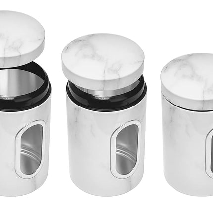 W Home FoodCanister-1 Food Canister, 47.16 fl oz, Marble, Food Storage Container for Food Storage
