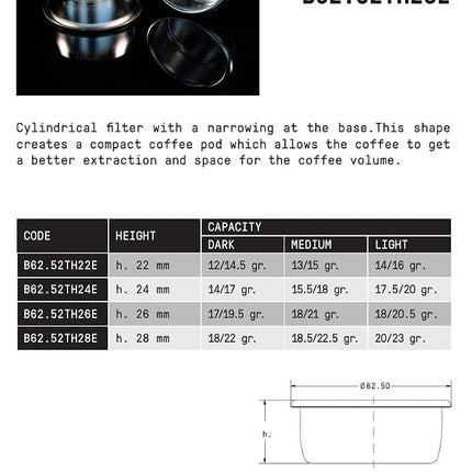 IMS Precision 20 g Filter Basket B62.52TH26E Compatible with 54mm Breville Sage Espresso Machines Express, Bambino, Bambino Plus, Barista Pro