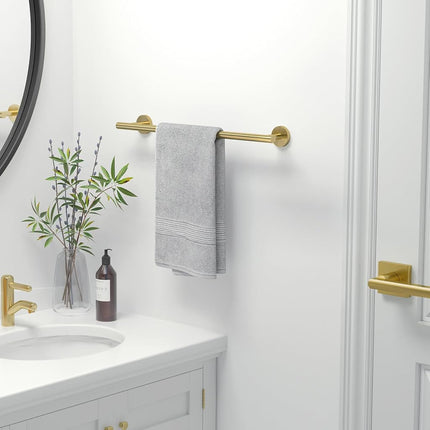 USHOWER Brushed Gold Towel Bar, 18-Inch Large Bathroom Towel Rack, SUS304 Stainless Steel, Modern Style