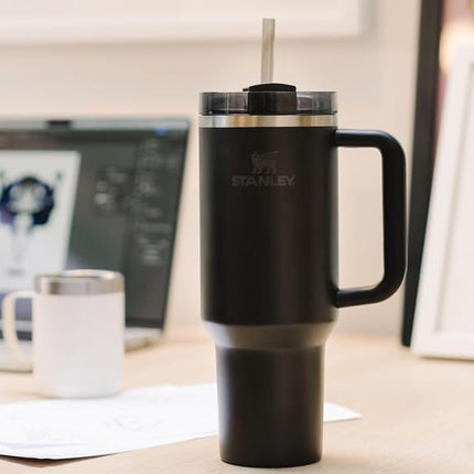 STANLEY Quencher H2.0 FlowState Vaso térmico de acero inoxidable con tapa y pajita para agua, té helado o café, batidos y más, negro 2.0, 40oz
