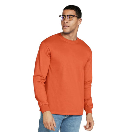 Gildan Unisex's Ultra Cotton Long Sleeve T-Shirt, Style G2400, Multipack, Orange (2-Pack), S (Pack of 2)