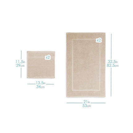 Hearth & Harbor Bath Mat Towels - 100% Ring Spun Cotton Luxury Towels - Ultra Soft & Highly Absorbent, Bathroom Towels, Floor Mat - Cream