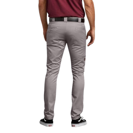 Pantalones de trabajo Dickies Skinny Fit de doble rodilla para hombre, plateado, 28W x 30L