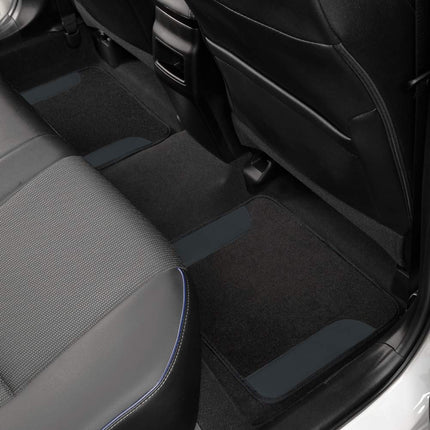 BDK Premium Gray Carpet Floor Mats for Cars - Universal Fit Interior 4-Piece Car Mats Full Set with Vinyl Heel Pad Protector - Cute Car Accessories Interior Floor Covers for SUVs & Trucks