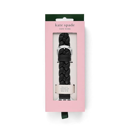 Kate Spade New York Designer Interchangeable Leather or Nylon Band Compatible with Your 38/40/41mm and/or 42/44/45/49mm Apple Watch Series 9/8/7/6/5/4/3/2/1/SE and/or Ultra Series 1-2, Black Braid