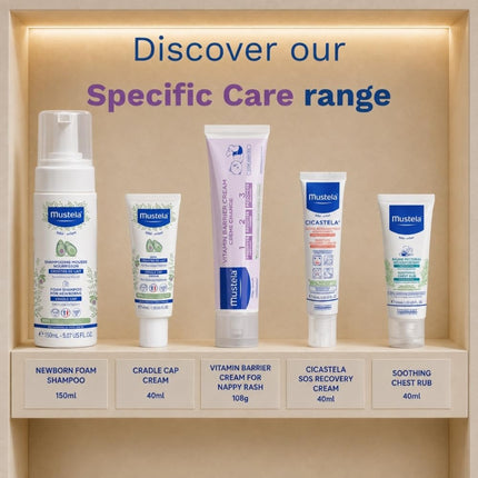 Mustela Recovery Cream for Skin Discomfort, Cicastela and Stelatria, for Dry and Irritated Skin, Fragrance-Free, Various Styles