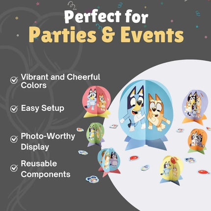Bluey Table Centerpiece Kit - 27 Piece Set - Perfect Party Essential for Themed Parties & Events