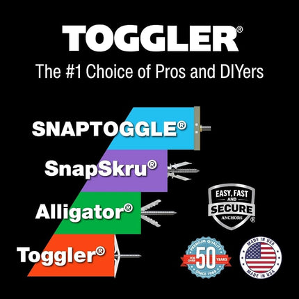 TOGGLER SNAPTOGGLE Drywall Anchor with Included Bolts for 1/4-20 Fastener Size; Holds 265 pounds Each in 1/2-in Drywall by TOGGLER (12 Pack)