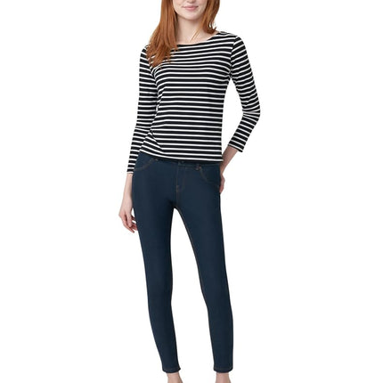 HUE Women's Essential Denim Leggings, Deep Indigo Wash, 1X