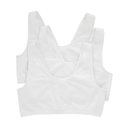 Hanes Women's Pack, Cotton Scoopneck Bralette, Low-Impact Sports Bra, 3-Pack, Opaque, White/White/White, 3X-Large (Pack of 3)