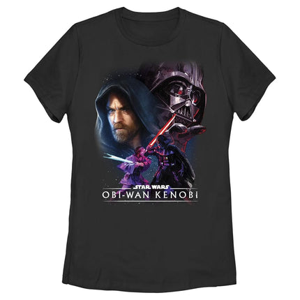 Camiseta de manga corta para mujer STAR WARS OBI Wan Big Face Off, negra, talla XG
