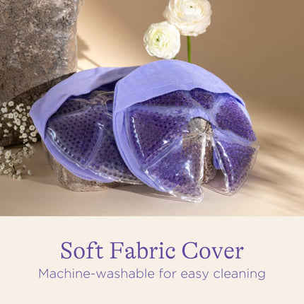 Lansinoh TheraPearl 3-in-1 Breast Therapy Pack, Hot or Cold use for Nursing Mothers to decrease Engorgement, encourage Let-Down and increase Milk Production, use with any Breastpump, 2 Count, 2 Covers