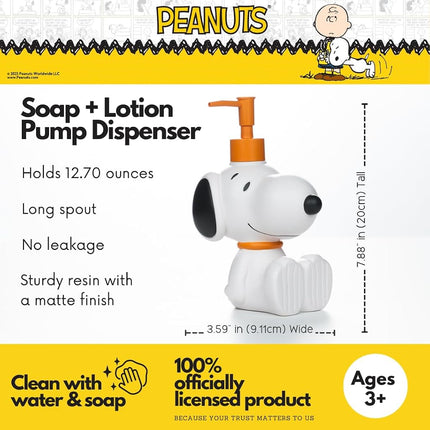 Peanuts Snoopy Soap/Lotion/Hand Sanitizer Resin Pump Dispenser, 12.70 Ounces, (Officially Licensed Product) by Franco Collectibles