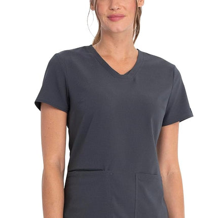 Cherokee Women's V-Neck Top Medical Scrubs Shirt, Pewter, XL