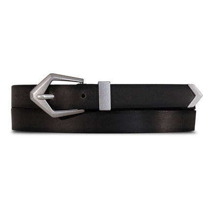 Lucky Brand Women's Leather Bold Fashion Statement Belts, Diamond Buckle - Black, S