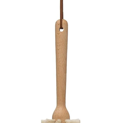 Creative Co-Op Beech Wood Leather Strap Dish Brush, Tan