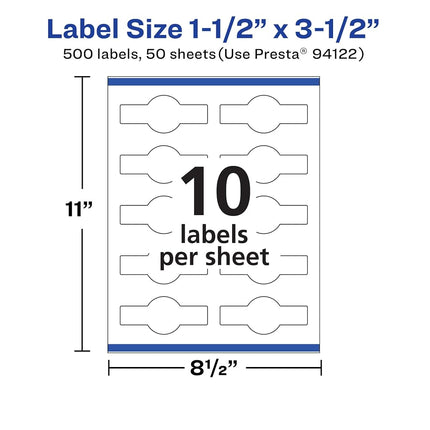 Avery Matte White Removable Cigar Labels with Sure Feed Technology, Print-to-The-Edge, 1.5" x 3.5", 500 Removable Labels, Laser/Inkjet Printable Labels