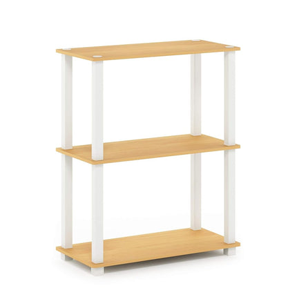 Furinno TURN-S-TUBE Storage Shelves, 3-Tier Book Shelf, Corner Shelf, Toolless Open Shelves, for Organization and Storage, Living Room, Garage, Home Office, Beech