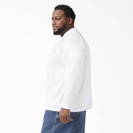 Dickies Camiseta de manga larga de cuello redondo de peso pesado para hombre, talla grande, blanco, XXX-Large/Tall