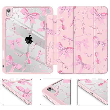 May Chen for iPad (A16) 11th Generation Case 11 Inch 2025, iPad 10th Gen Case 2022 10.9 inch, Built-in Pencil Holder with Shockproof Cover Clear Transparent Back Shell Auto Wake/Sleep, Pink P631 Bows