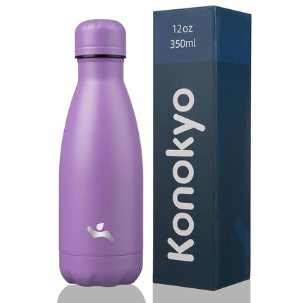 Konokyo Insulated Water Bottles,12oz Double Wall Stainless Steel Vacumm Metal Flask for Sports Travel,Lavender