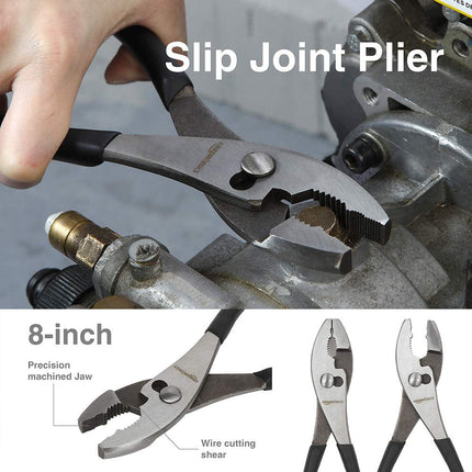 Amazon Basics Pliers Tool Set, Includes Cutting Pliers, 4 Count, Black and Silver