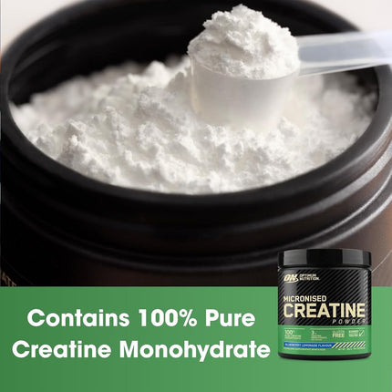 OPTIMUM NUTRITION Flavoured Micronised Creatine Powder, Blueberry Lemonade, 360g, 100% Pure Creatine Monohydrate, 60 Serves
