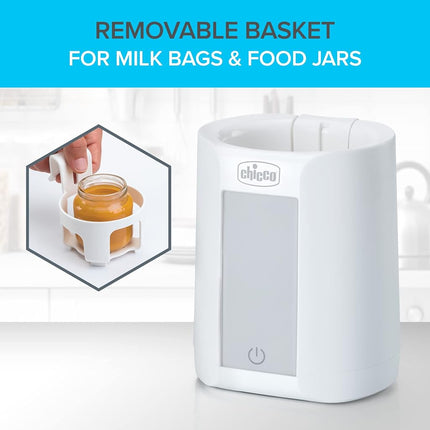 Chicco Digital Bottle Warmer & Sterilizer for Baby Bottles, Baby Food Jars, and Milk Bags | Eliminates 99.9% of Germs | 4 Heating Options | Digital Touchscreen| Automatic Shut-Off & Sound Alert