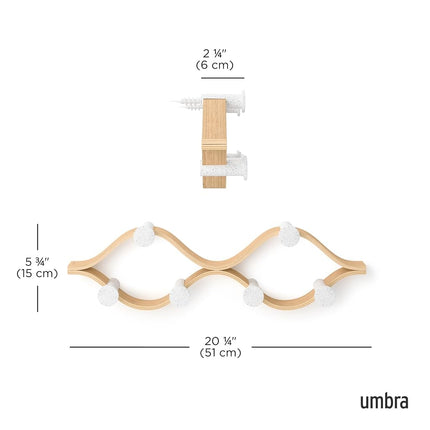 Umbra Montage Coat Rack, Wall Mounted 6 Hooks, White/Natural