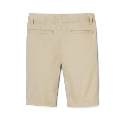 French Toast Women's Adjustable Waist Stretch Twill Bermuda Short, Khaki Beige, 2