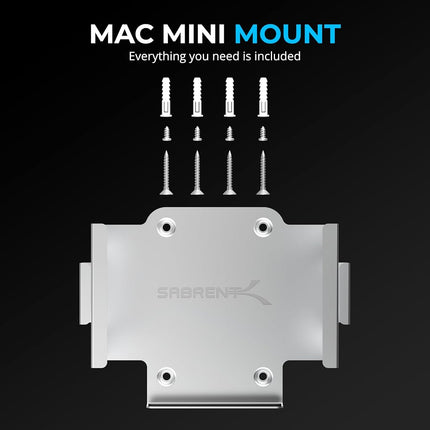 SABRENT Support Mac mini M4 (2024+) – Support flexible de bureau/mur en aluminium, support résistant aux rayures avec gestion des câbles et circulation de l'air – Support Mac mini sécurisé pour mur, bureau ou surface (BK-MAC2)